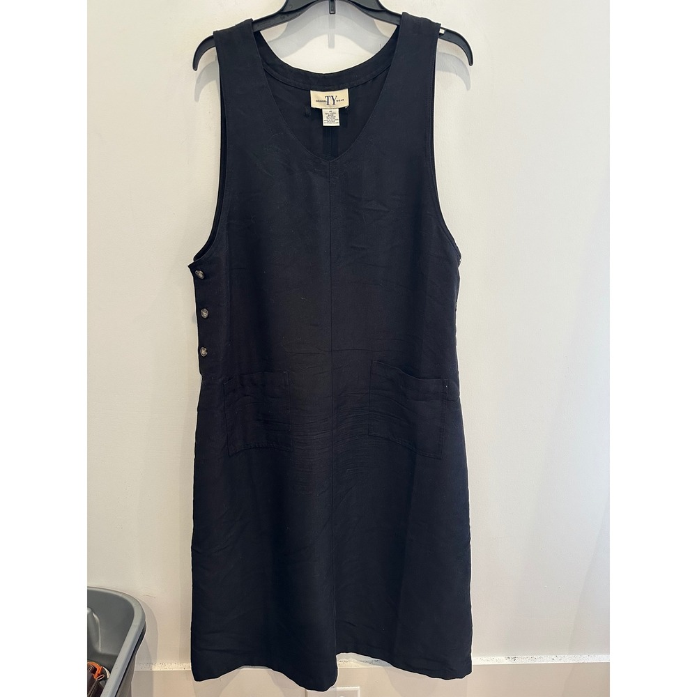 Original TY Wear Black Lyocell Blend V-Neck Jumper Dress with Pockets Size 14